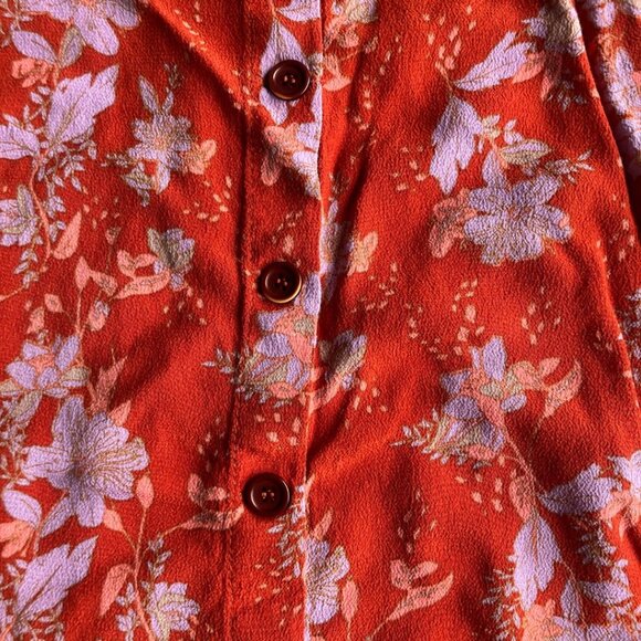 Free People Retro Love Midi Floral Skirt in Burnt Orange Size 0 - Picture 5 of 7